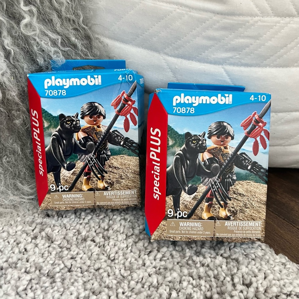 Playmobil Special Plus Warrior with Panther #70878 Figure Sets, Lot of 2 - NIB
